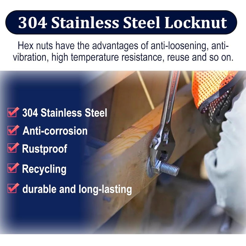 ZQZ 6#32 Hex Nuts,220 Pack 304 (A2-70) Stainless Steel Hardware Nuts,Standard Inch Coarse Thread Nuts - Image 4